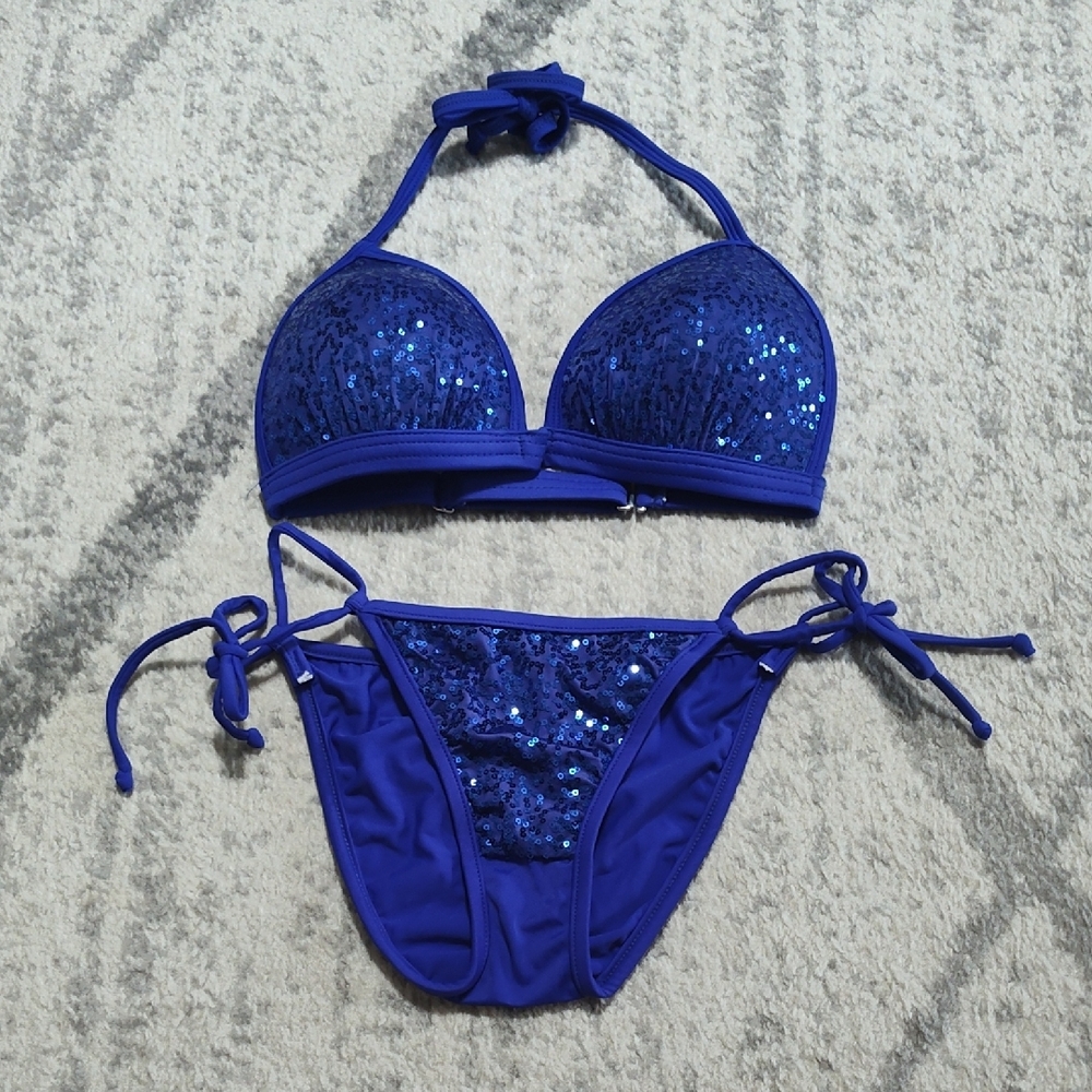 VENUS Sequin Push-up Bikini- Cobalt Blue, Top- C, Bottom- 2
